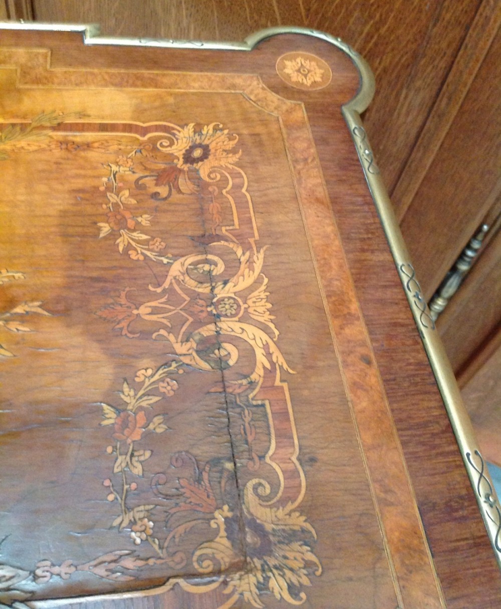 FRENCH INLAID MARQUETRY WORK TABLE View X