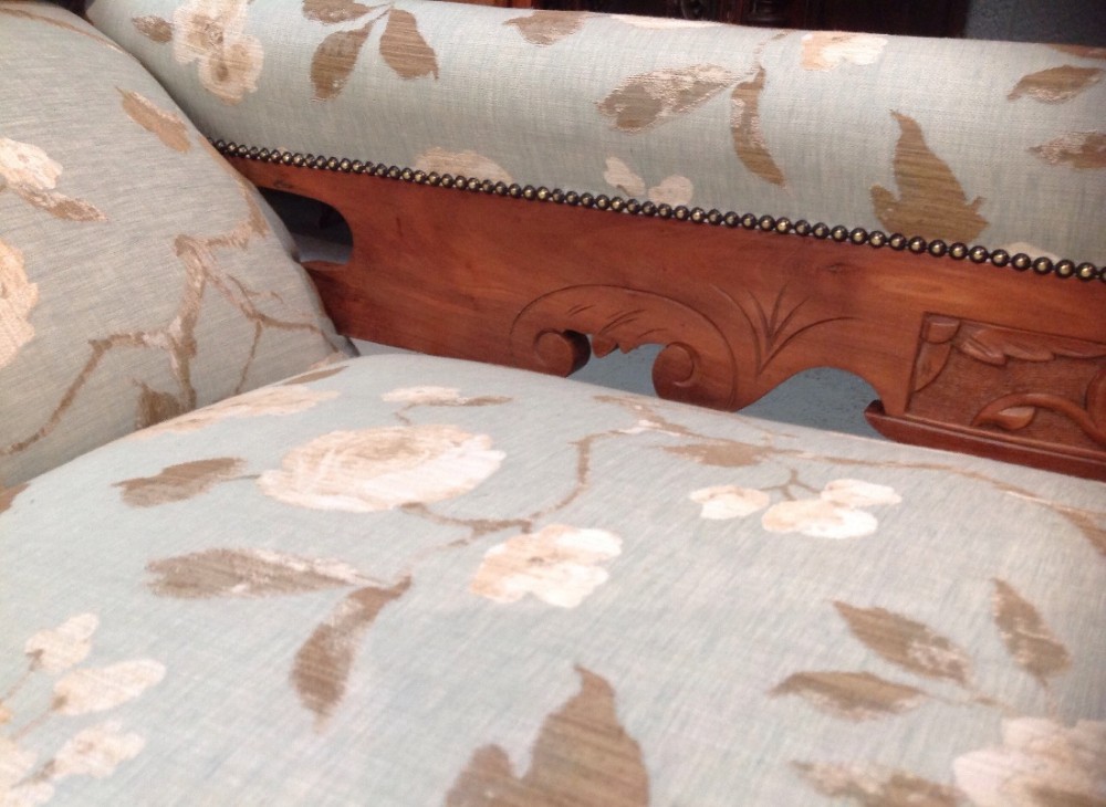 NEWLY UPHOLSTERED WALNUT CHAISE LONG View V