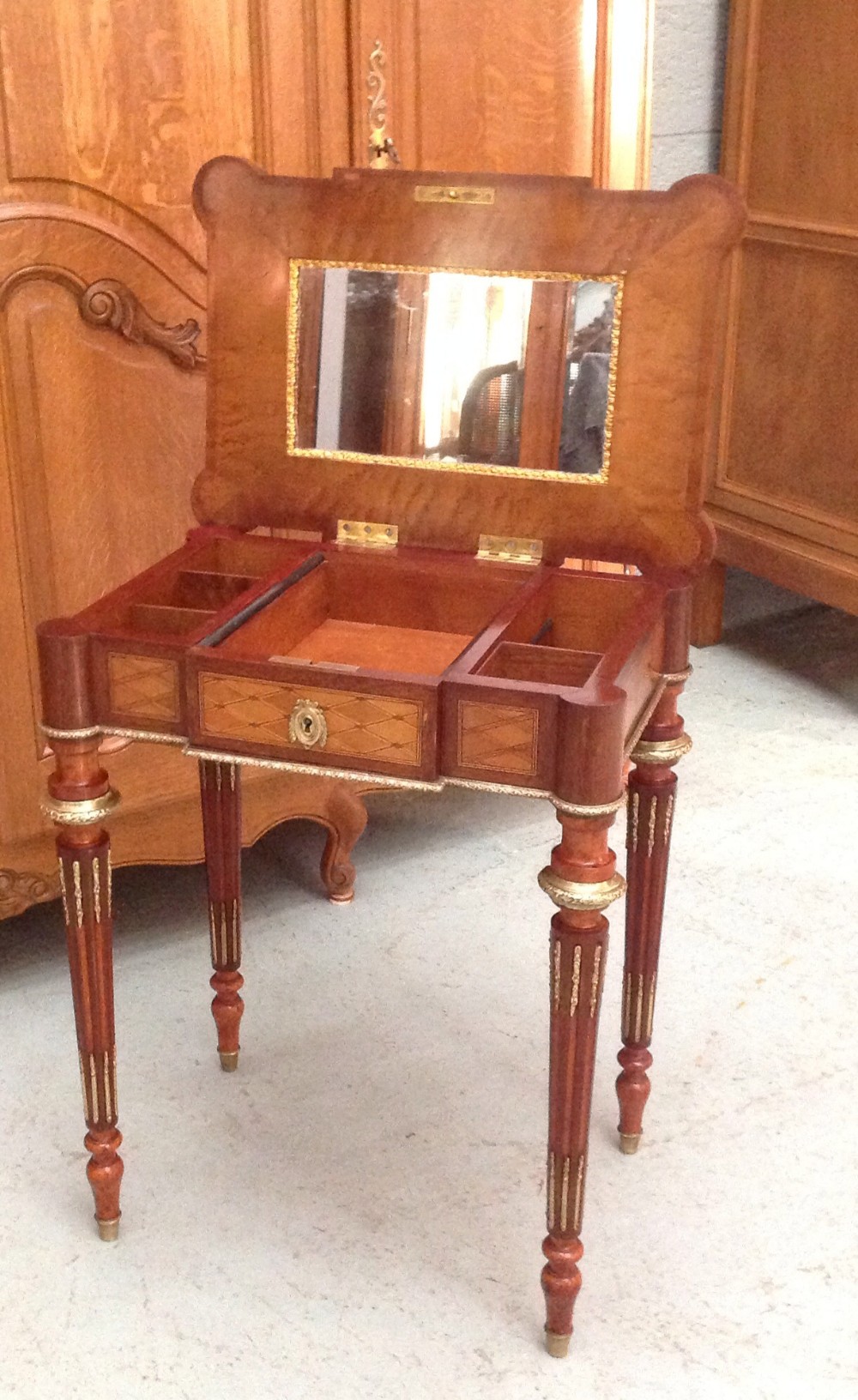 FRENCH INLAID MARQUETRY WORK TABLE View II