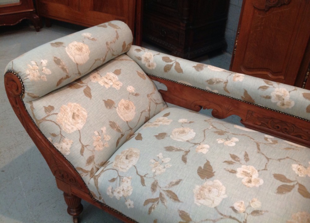 NEWLY UPHOLSTERED WALNUT CHAISE LONG View II