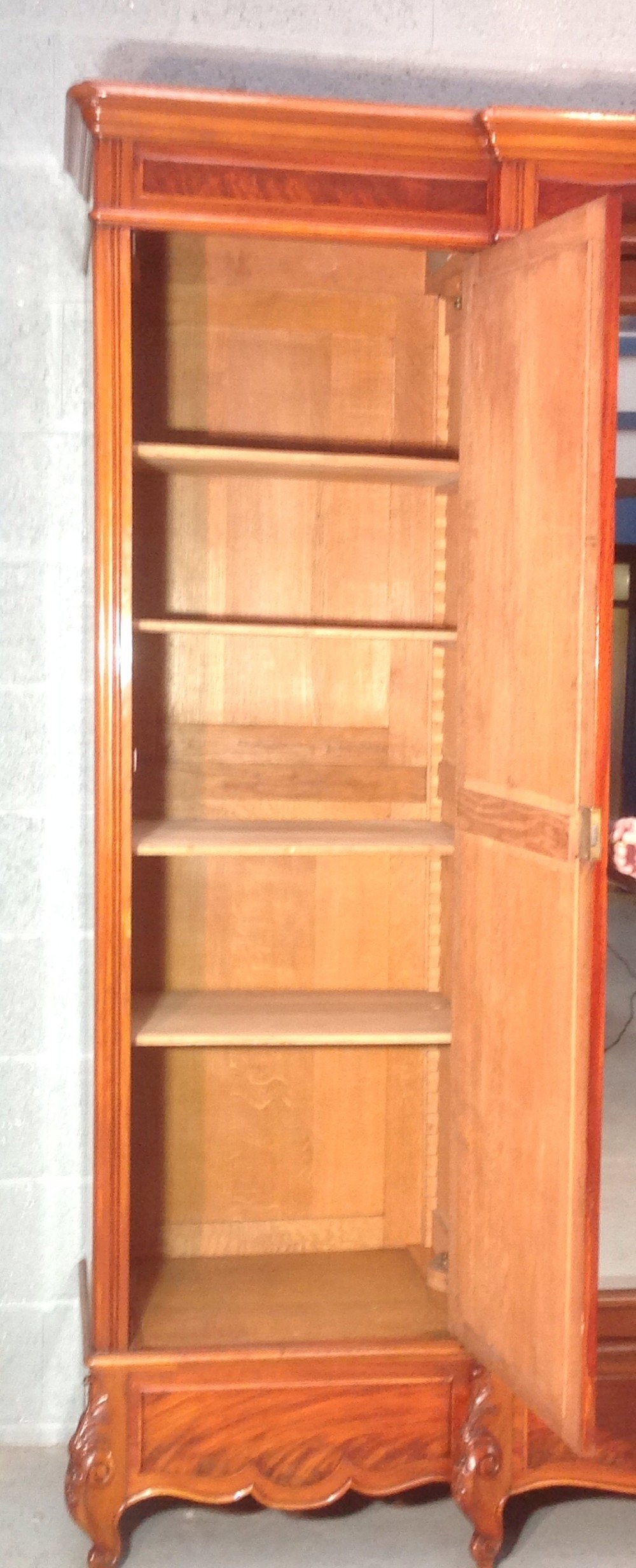 LARGE FRENCH MAHOGANY BREAKFRONT ARMOIRE View II