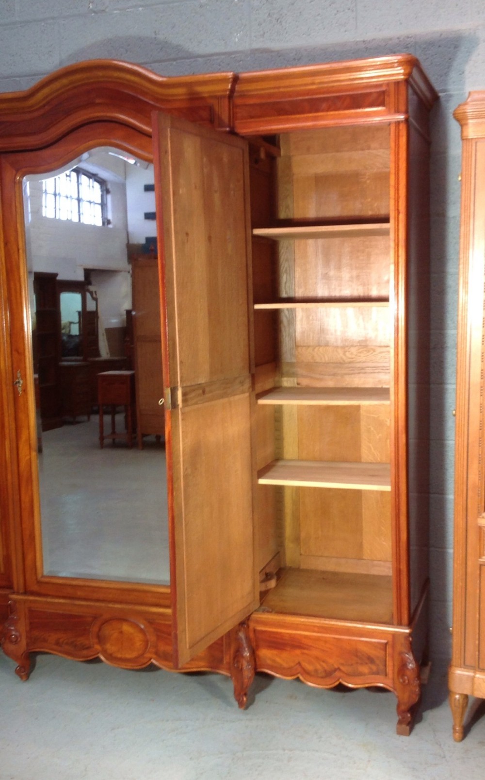 LARGE FRENCH MAHOGANY BREAKFRONT ARMOIRE View IV