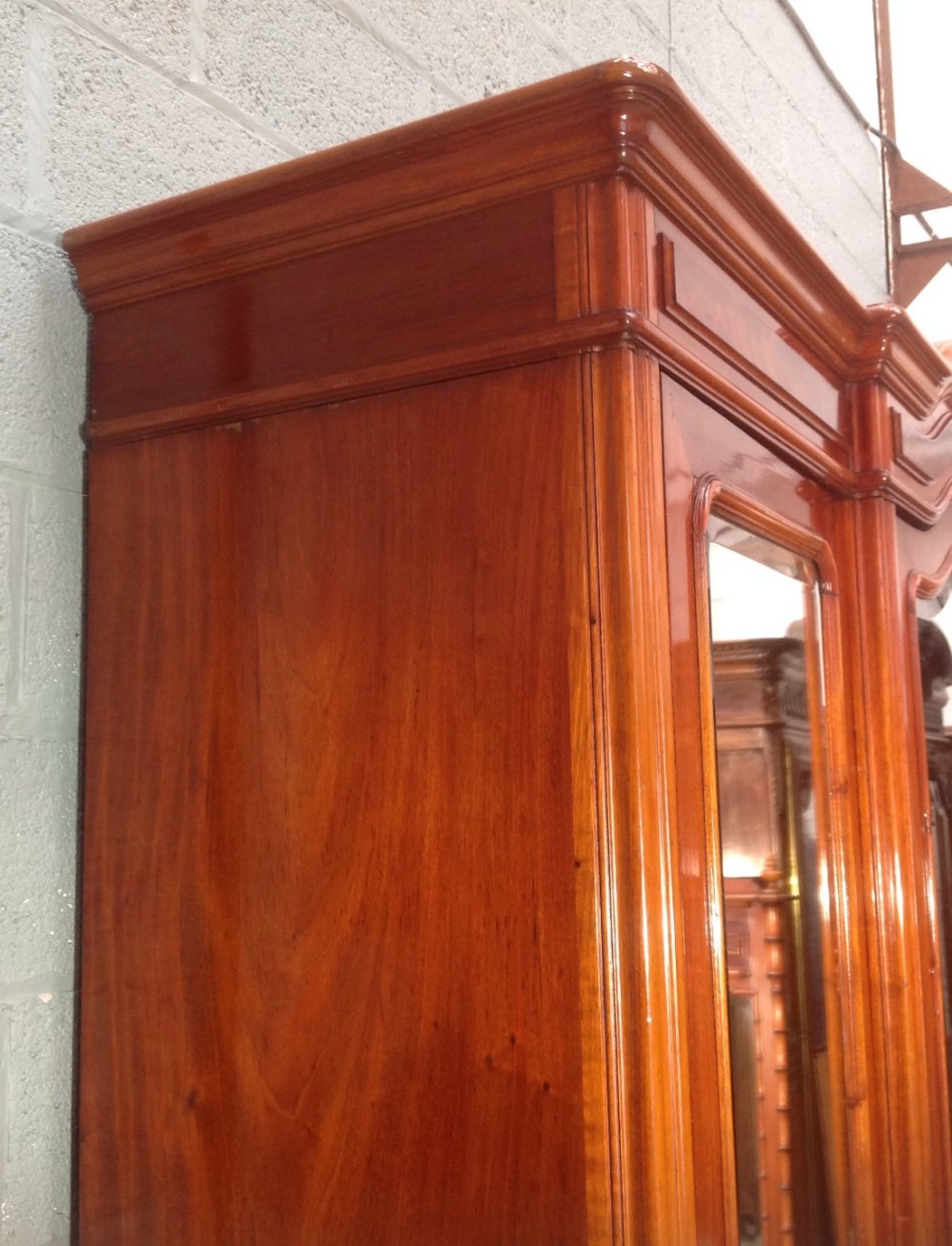 LARGE FRENCH MAHOGANY BREAKFRONT ARMOIRE View VII