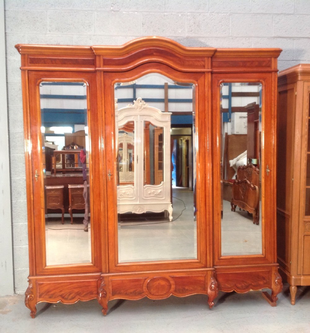 LARGE FRENCH MAHOGANY BREAKFRONT ARMOIRE View XV