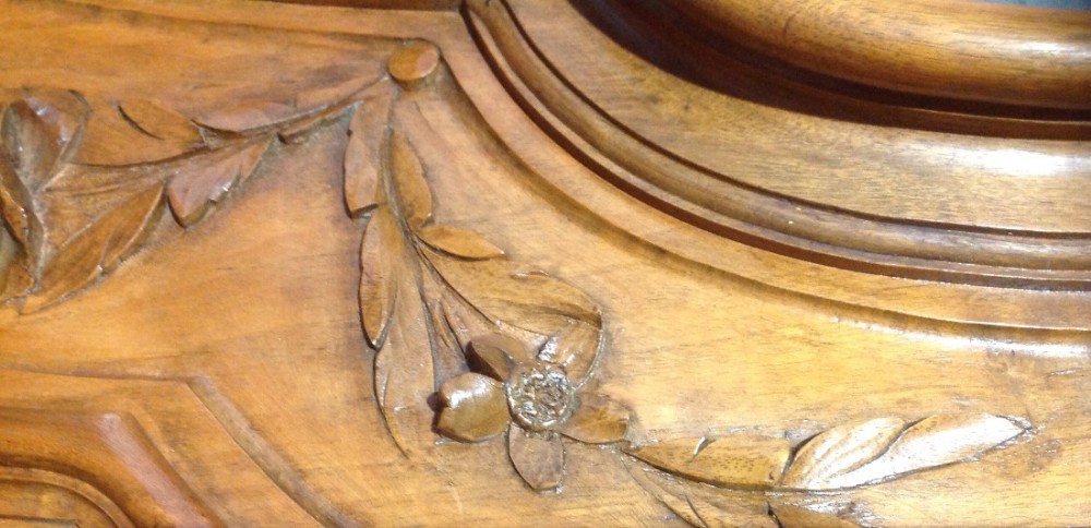 CARVED TRIPLE WALNUT FRENCH ARMOIRE View VI