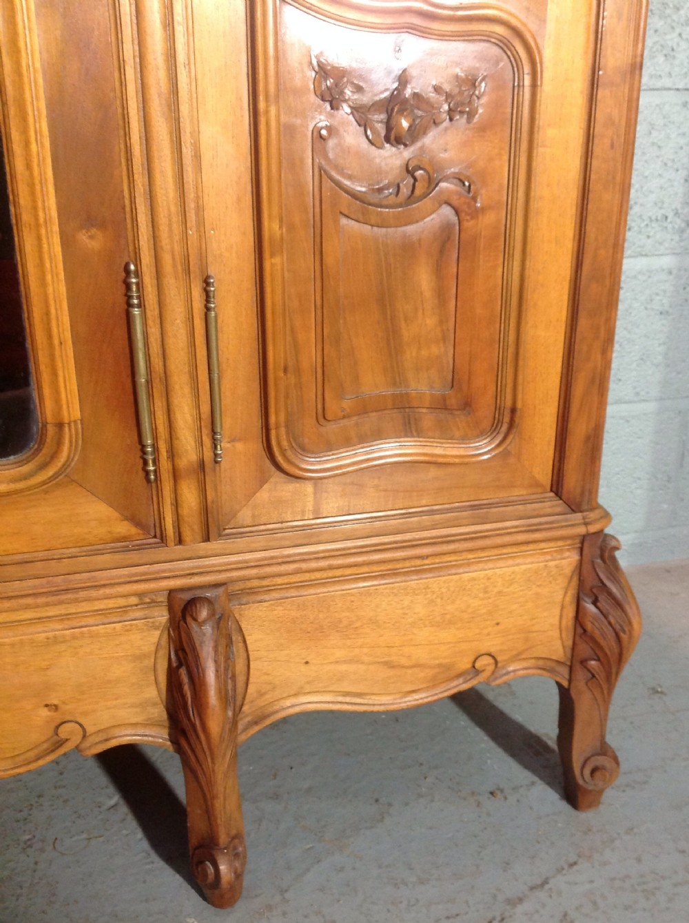 CARVED TRIPLE WALNUT FRENCH ARMOIRE View XIV