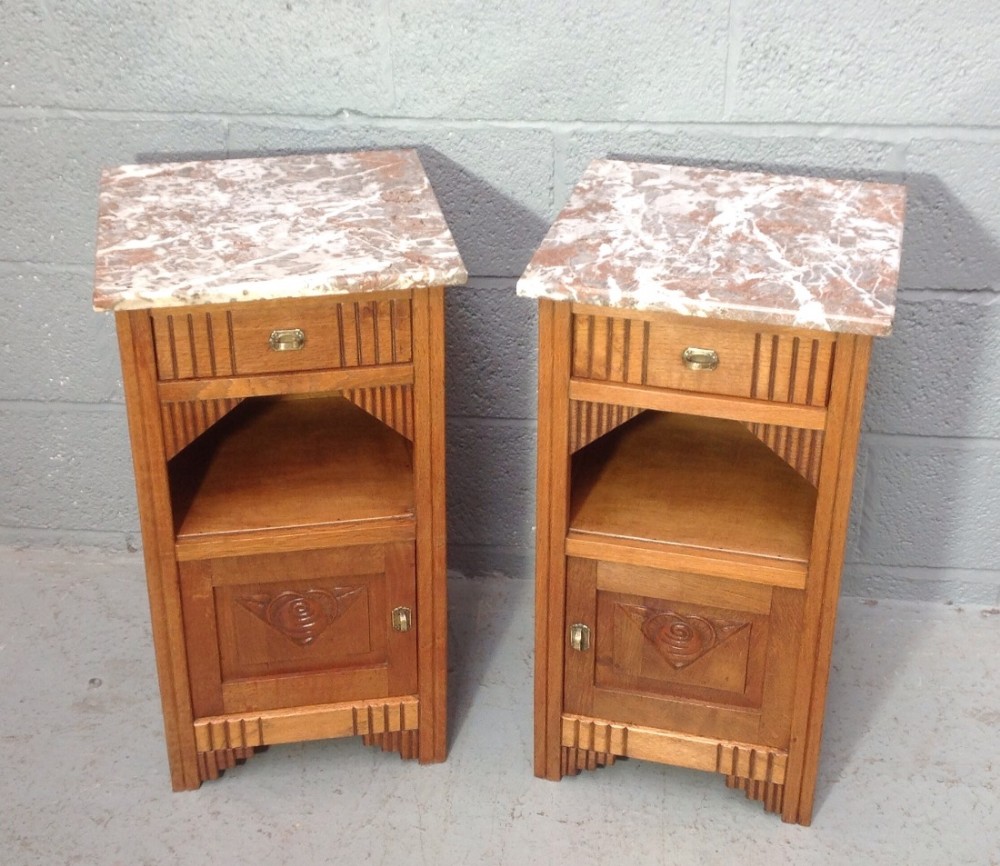 PAIR OF FRENCH OAK ART DECO BEDSIDE CABINETS View II