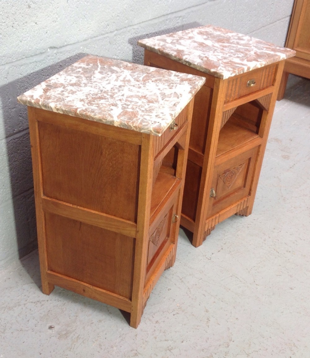 PAIR OF FRENCH OAK ART DECO BEDSIDE CABINETS View III