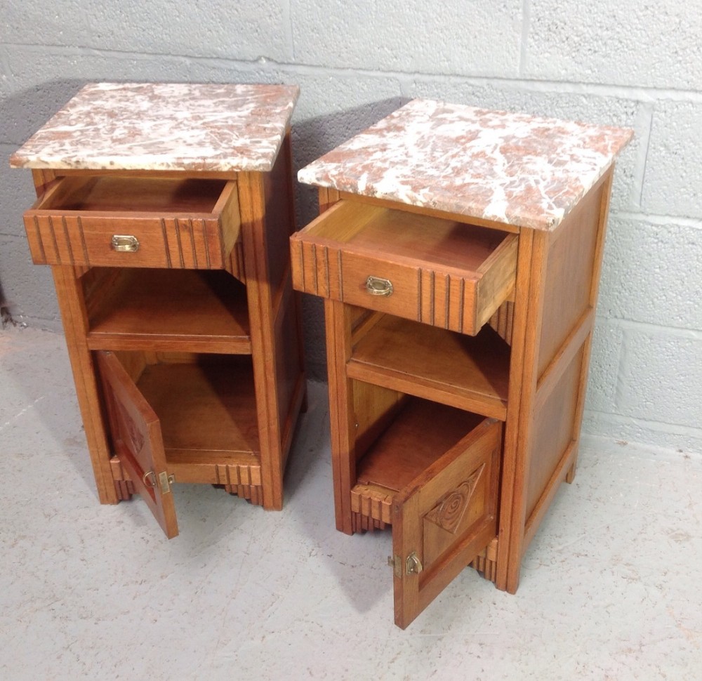 PAIR OF FRENCH OAK ART DECO BEDSIDE CABINETS View V