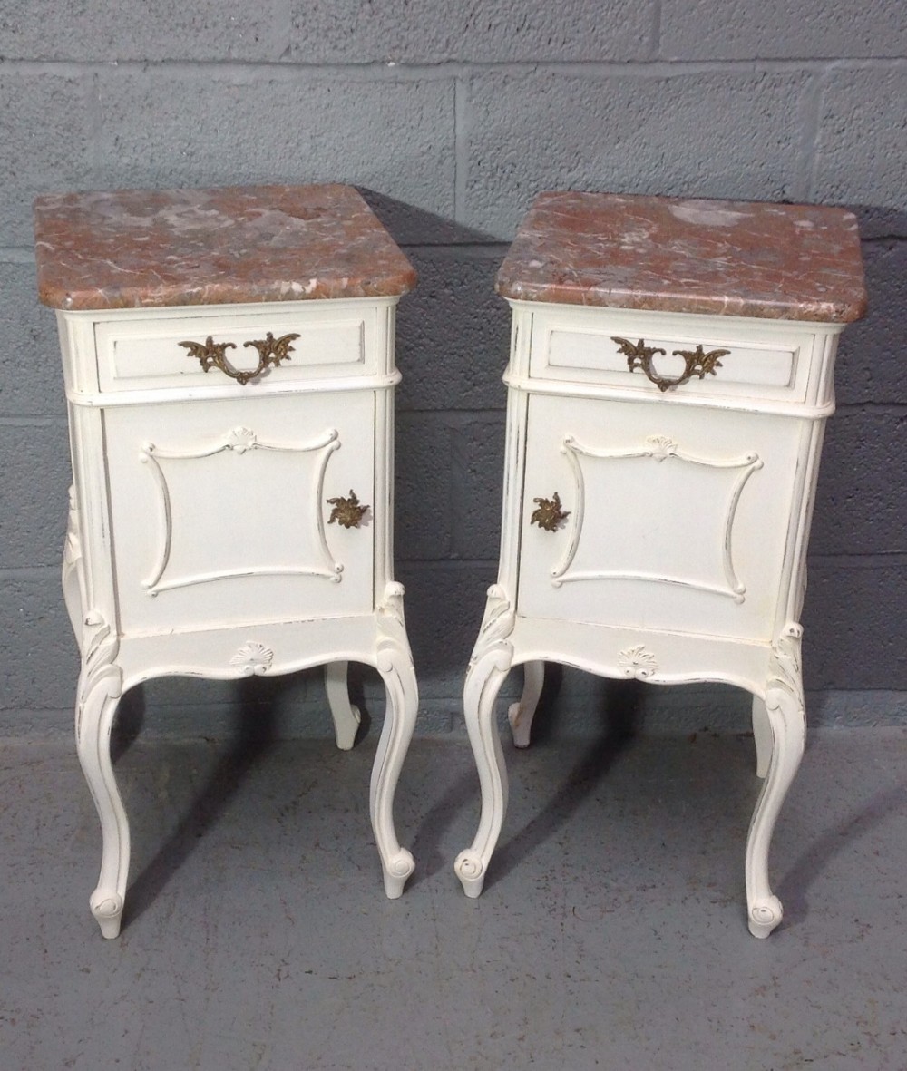 pair of french painted bedside cabinets - CATEGORY: ANTIQUE CABINETS - DATED 1900