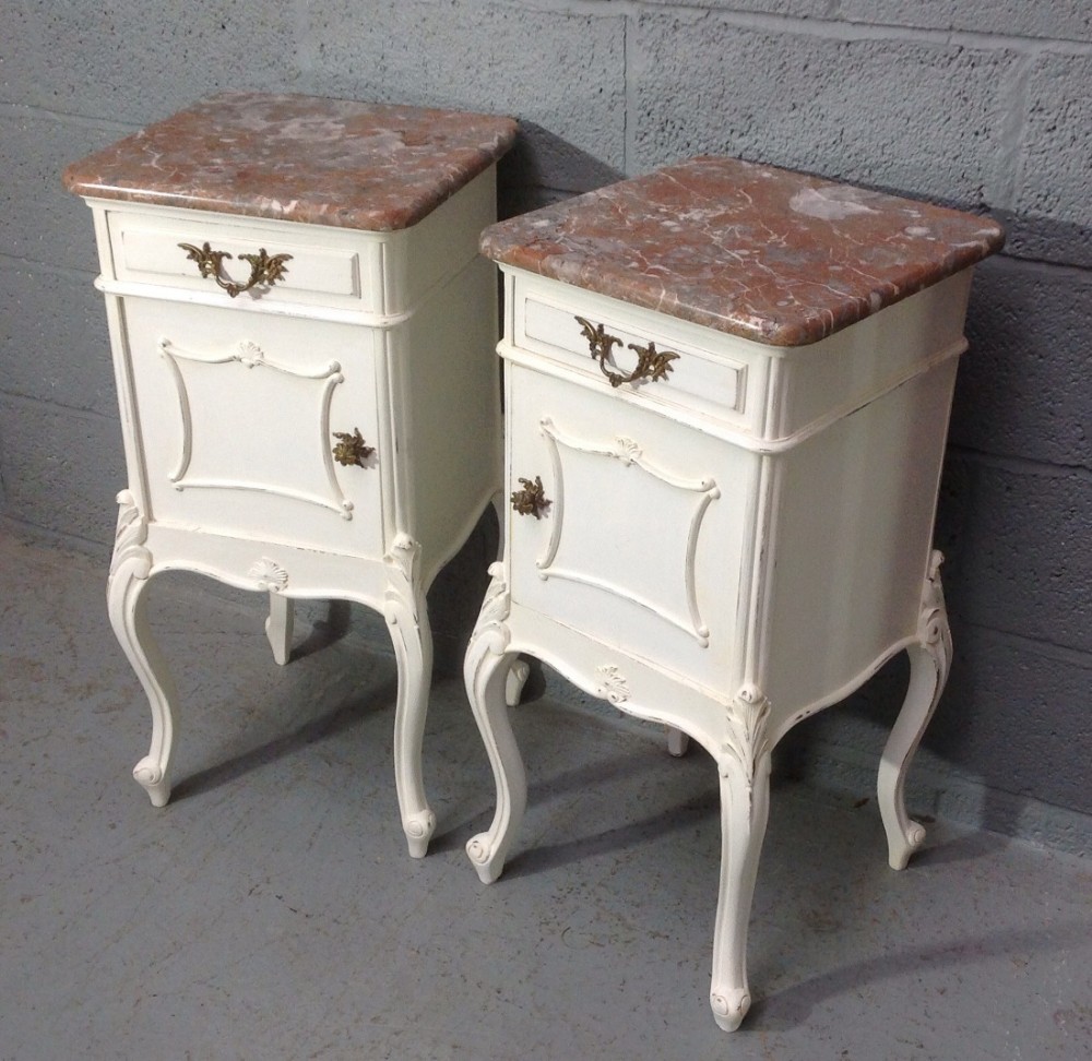 PAIR OF FRENCH PAINTED BEDSIDE CABINETS View II
