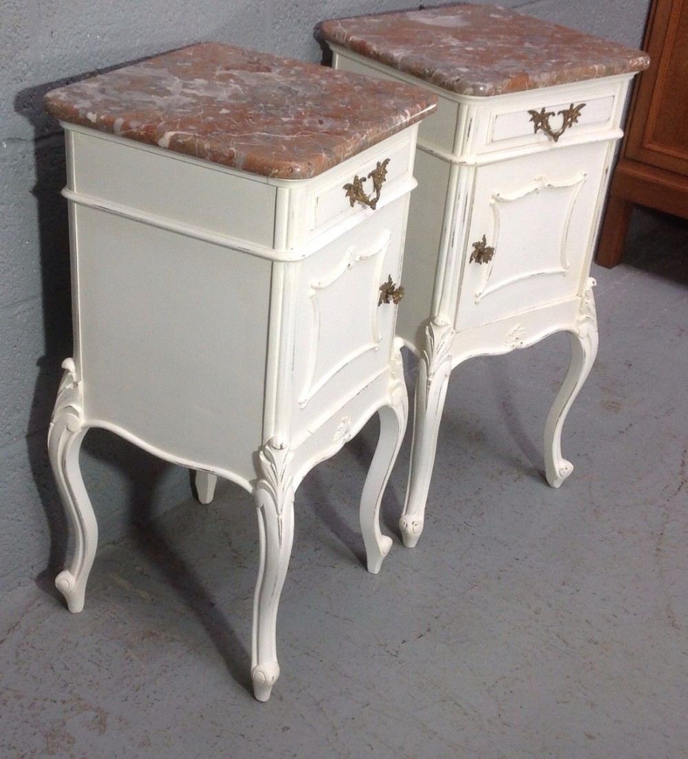 PAIR OF FRENCH PAINTED BEDSIDE CABINETS View III