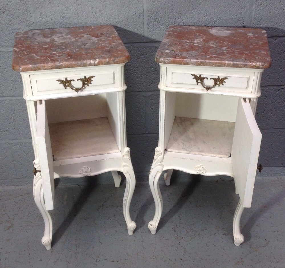 PAIR OF FRENCH PAINTED BEDSIDE CABINETS View IV
