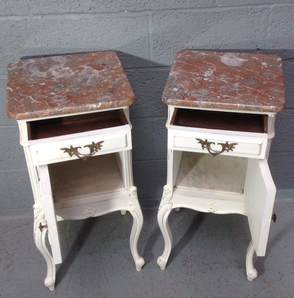 PAIR OF FRENCH PAINTED BEDSIDE CABINETS View V