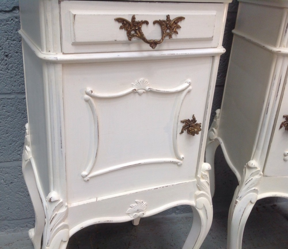 PAIR OF FRENCH PAINTED BEDSIDE CABINETS View X