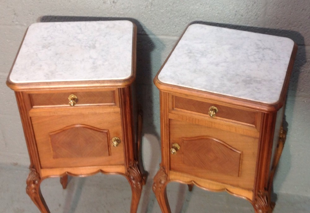 PAIR OF FRENCH WALNUT BEDSIDE CABINETS View IV