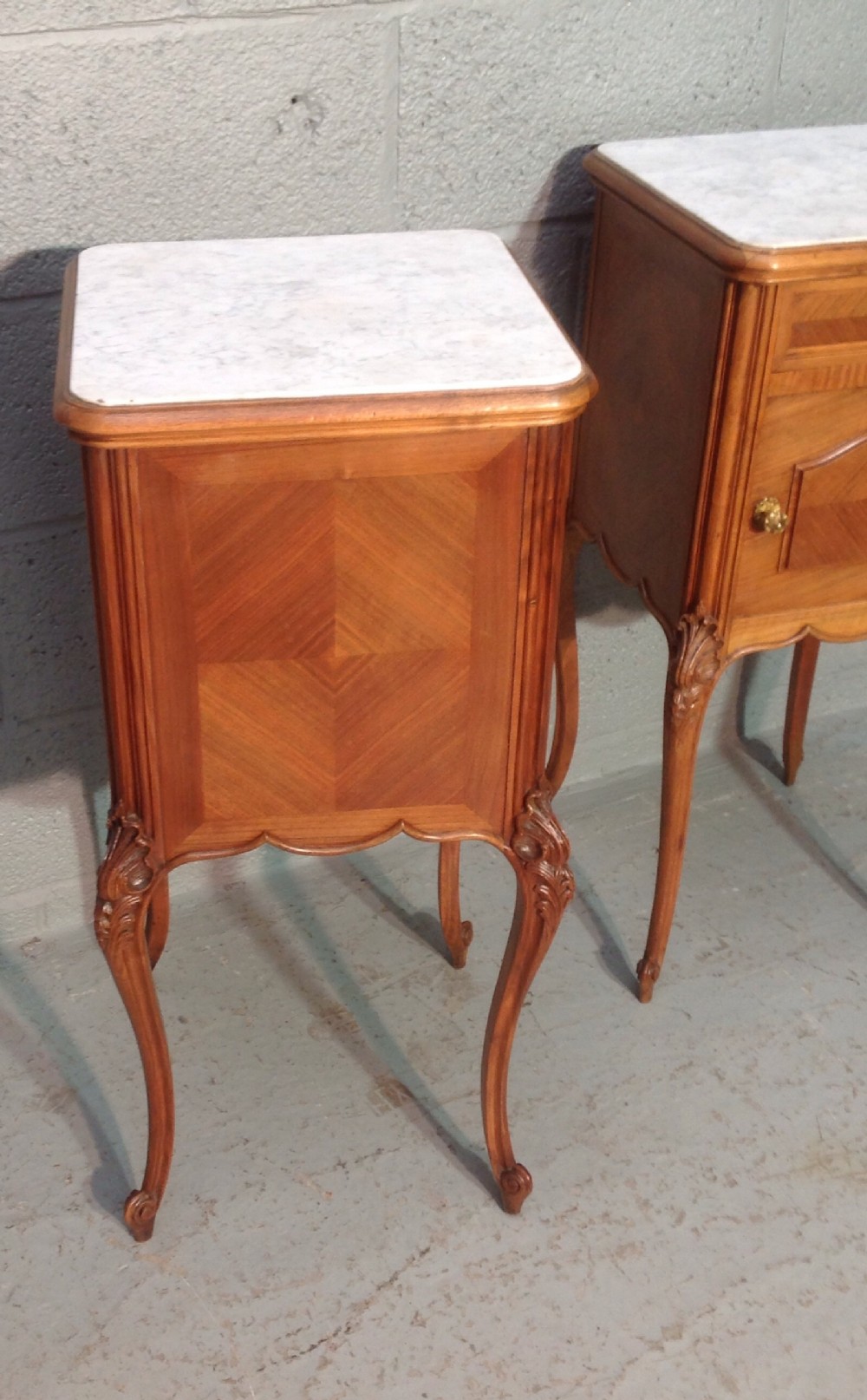 PAIR OF FRENCH WALNUT BEDSIDE CABINETS View V