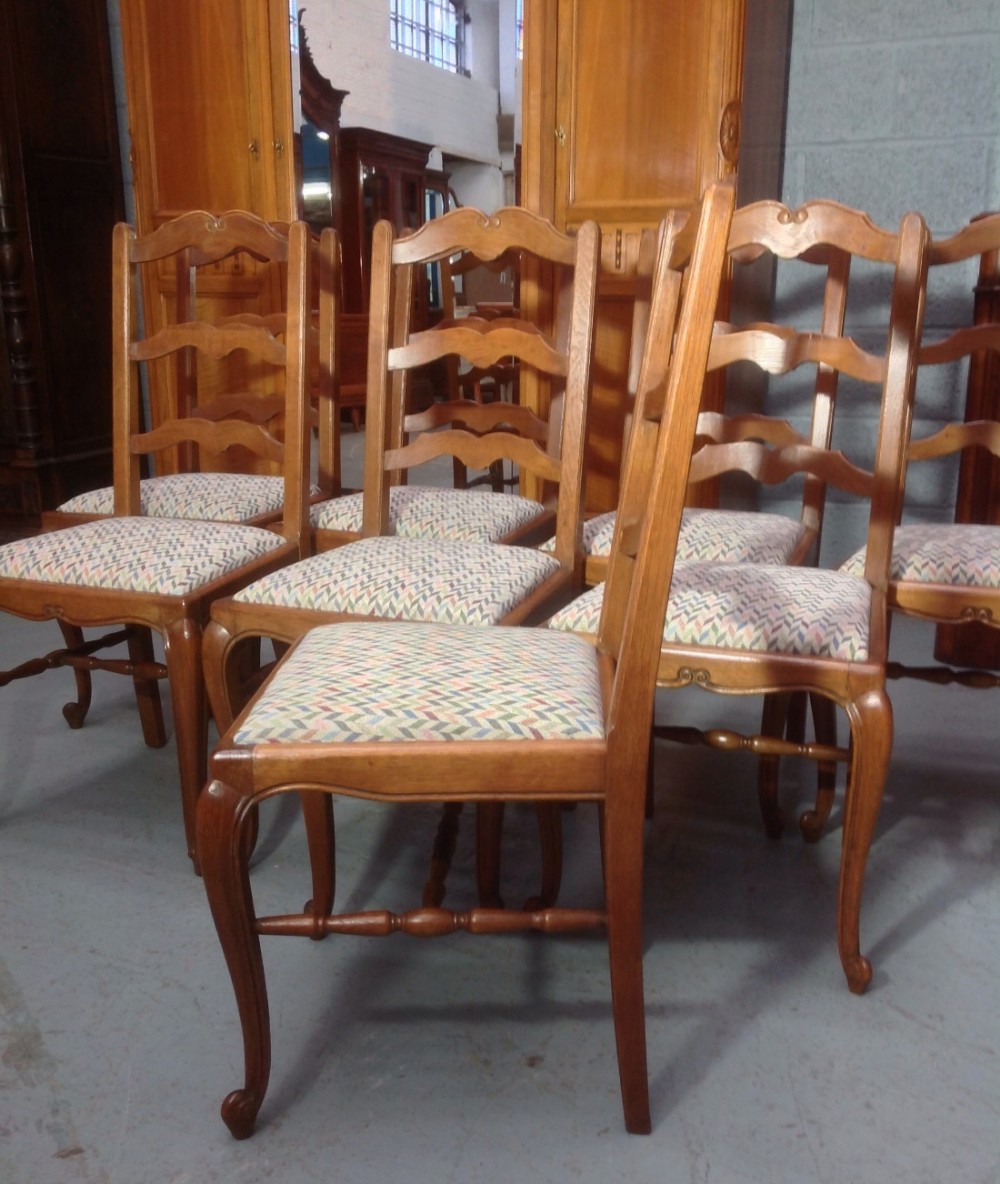 SET OF 8 OAK FRENCH DINING CHAIRS View V