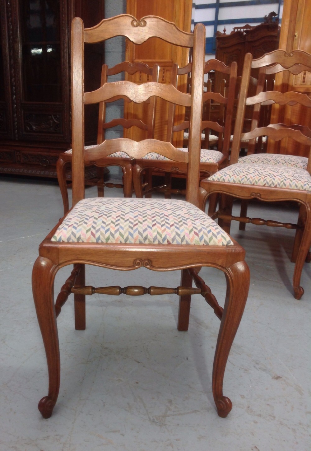 SET OF 8 OAK FRENCH DINING CHAIRS View II