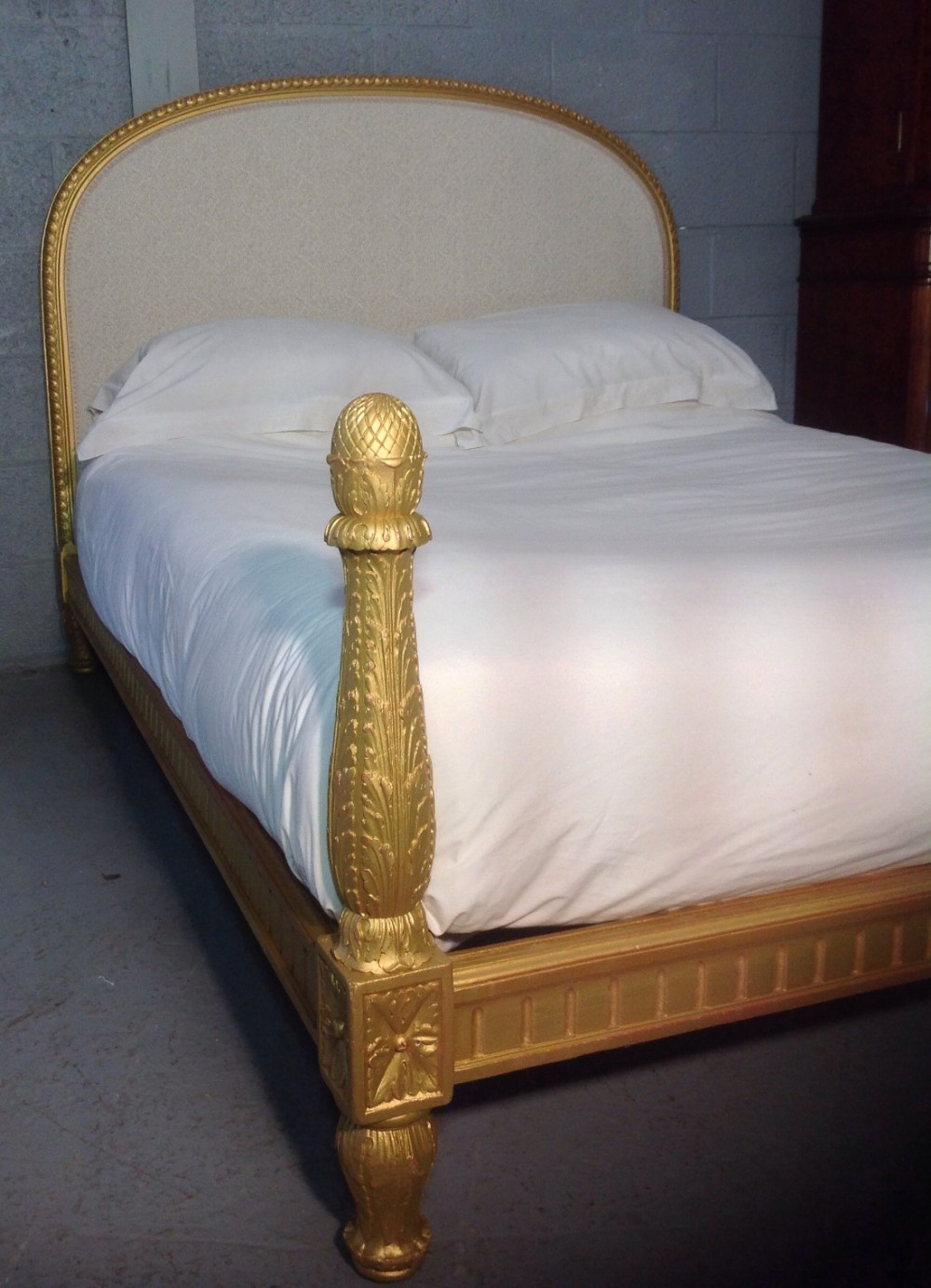 FRENCH GILT KING SIZE UPHOLSTERED BED View II