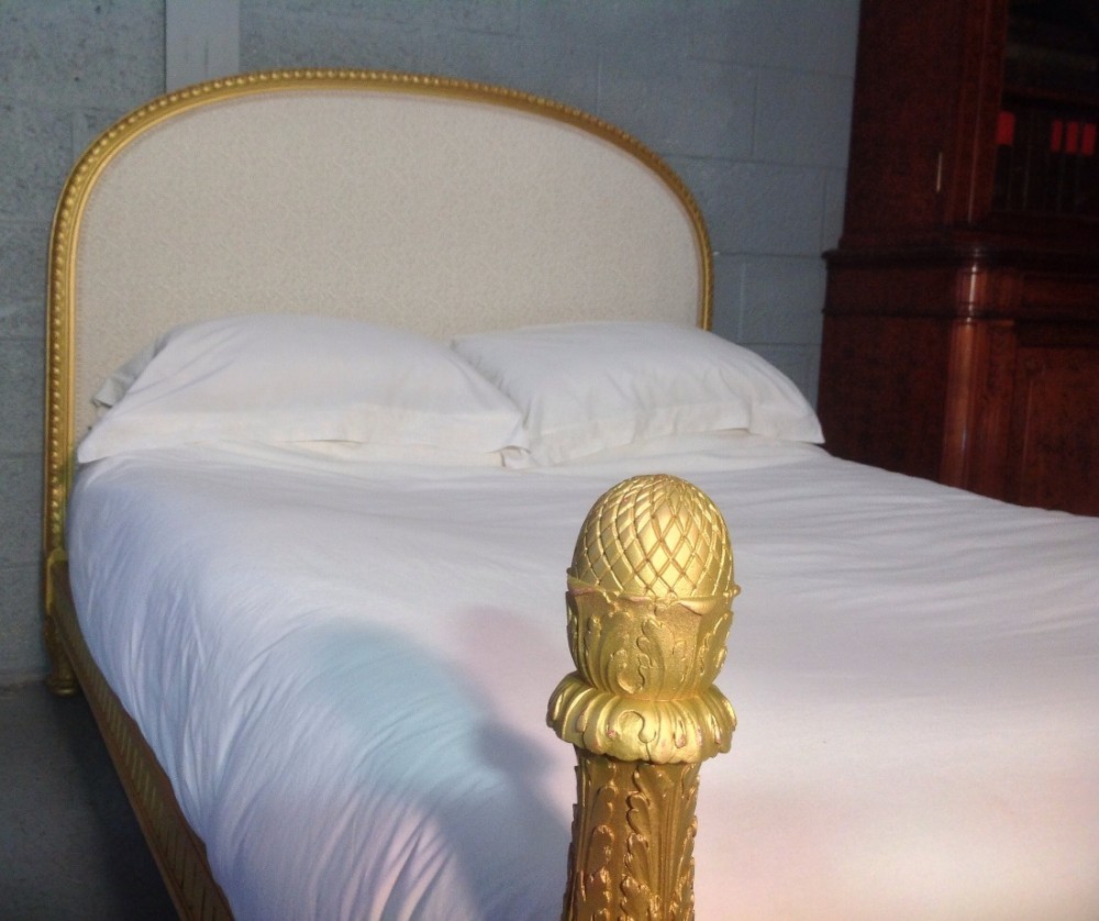 FRENCH GILT KING SIZE UPHOLSTERED BED View IV