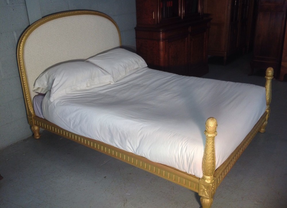 FRENCH GILT KING SIZE UPHOLSTERED BED View VII