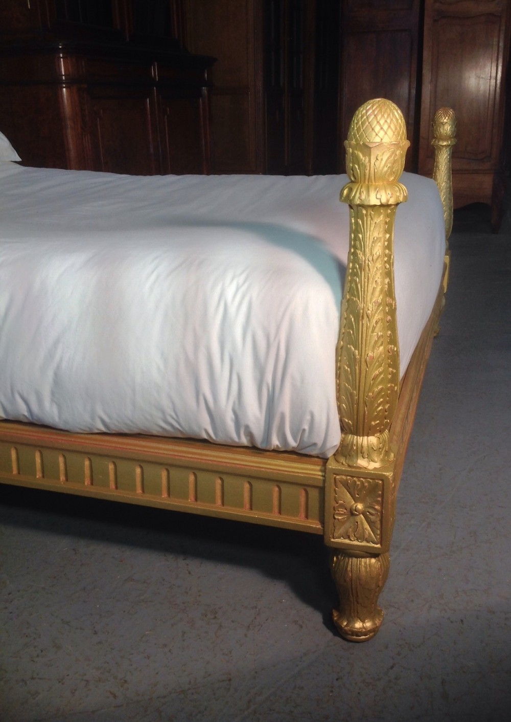 FRENCH GILT KING SIZE UPHOLSTERED BED View X