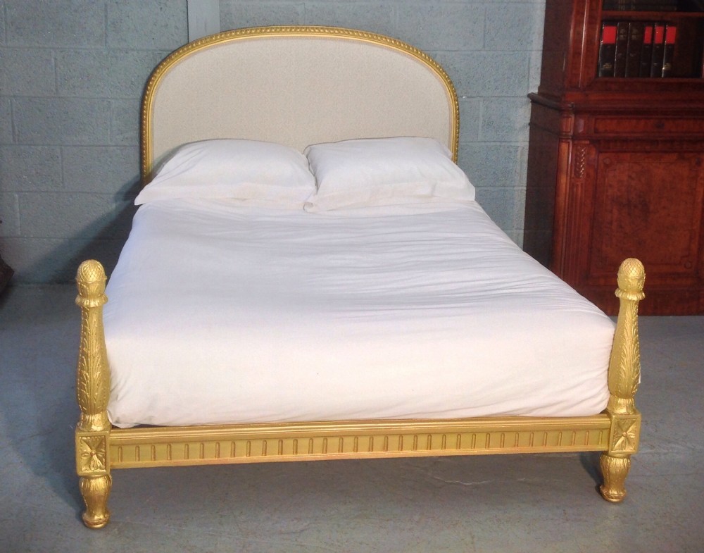FRENCH GILT KING SIZE UPHOLSTERED BED View XI