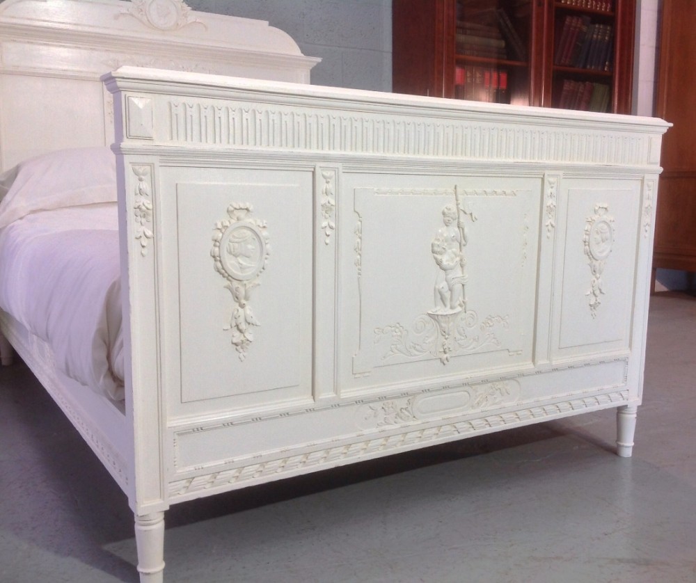 CARVED OAK FRENCH OAK PAINTED BED View IV