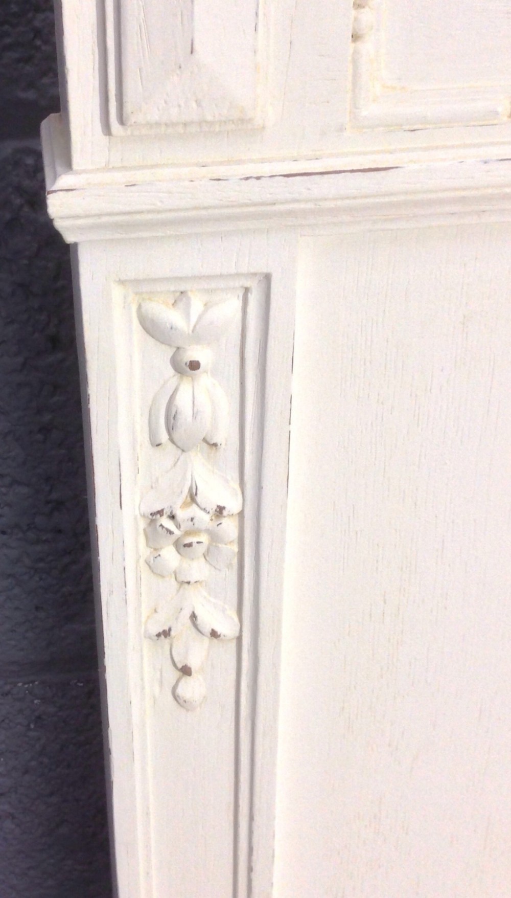 CARVED OAK FRENCH OAK PAINTED BED View X