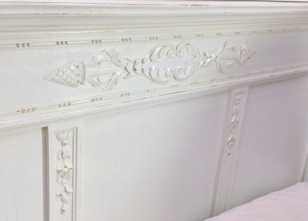 CARVED OAK FRENCH OAK PAINTED BED View XI