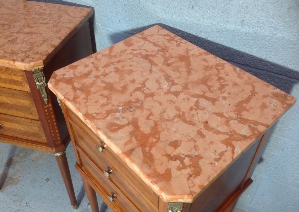 PAIR OF FRENCH INLAID MAHOGANY BEDSIDE CABINETS View III