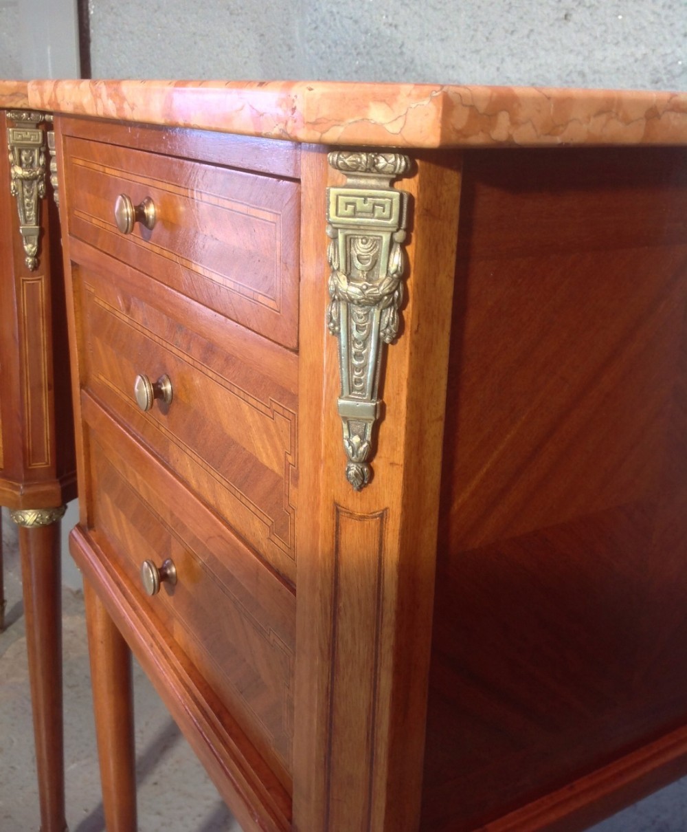 PAIR OF FRENCH INLAID MAHOGANY BEDSIDE CABINETS View IV