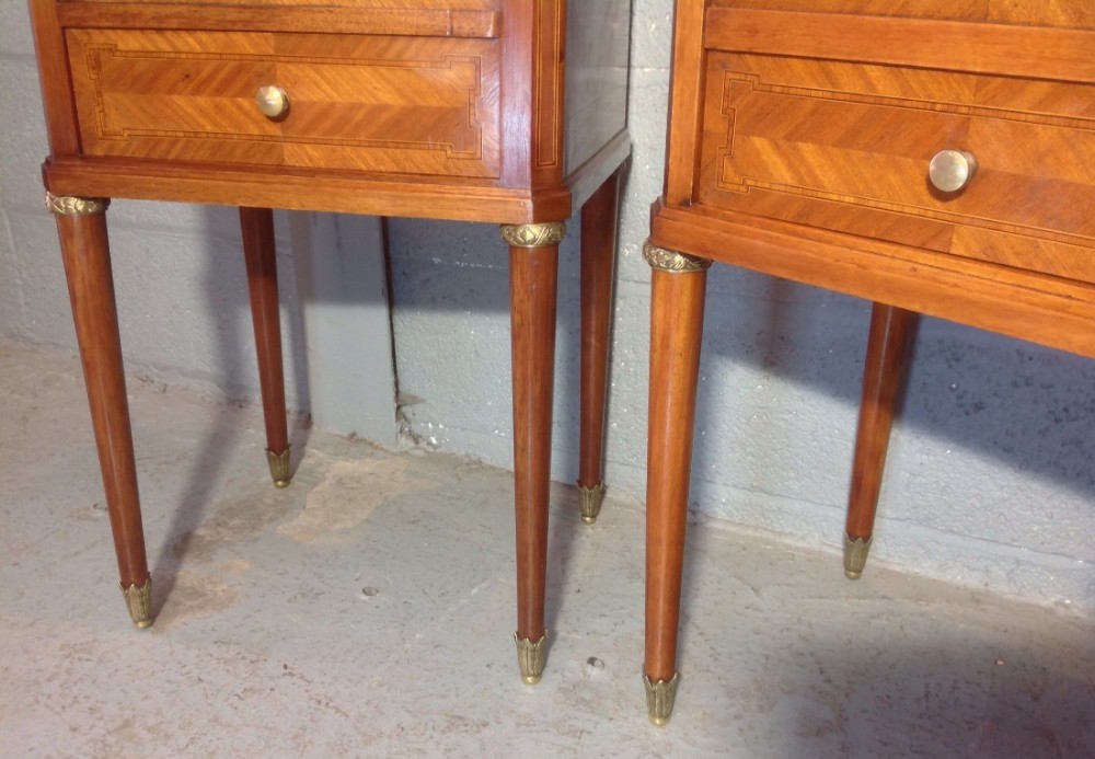 PAIR OF FRENCH INLAID MAHOGANY BEDSIDE CABINETS View VII