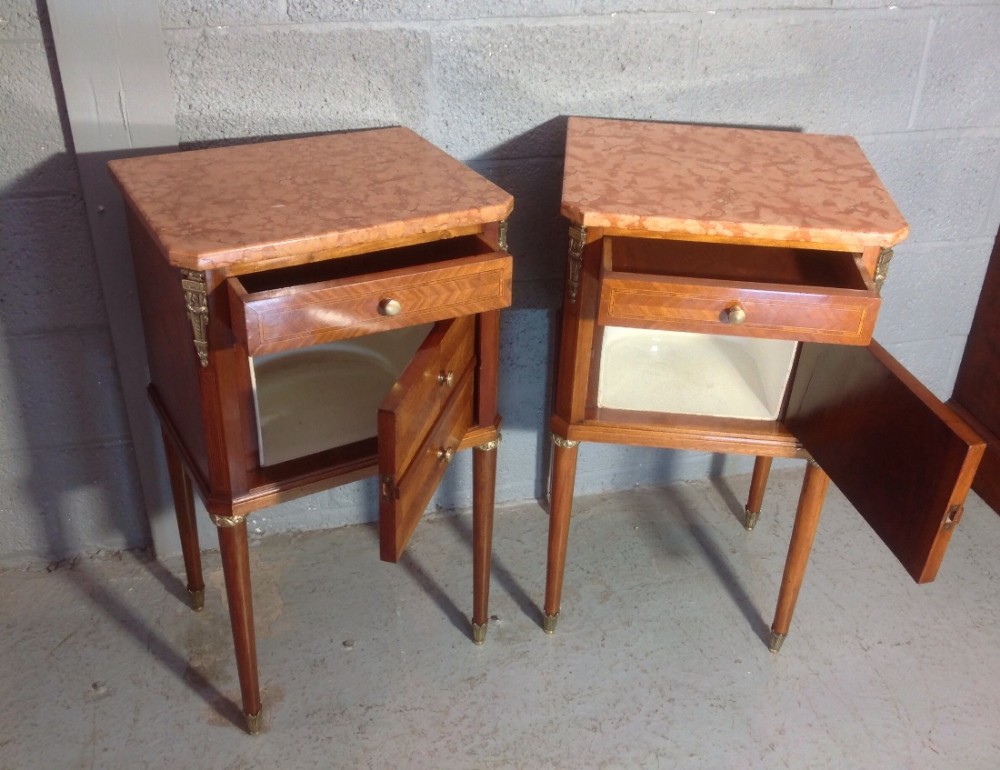 PAIR OF FRENCH INLAID MAHOGANY BEDSIDE CABINETS View VIII