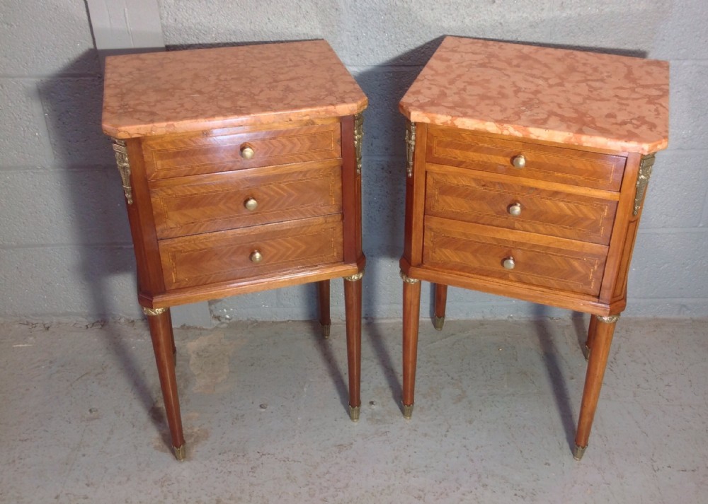 PAIR OF FRENCH INLAID MAHOGANY BEDSIDE CABINETS View XI
