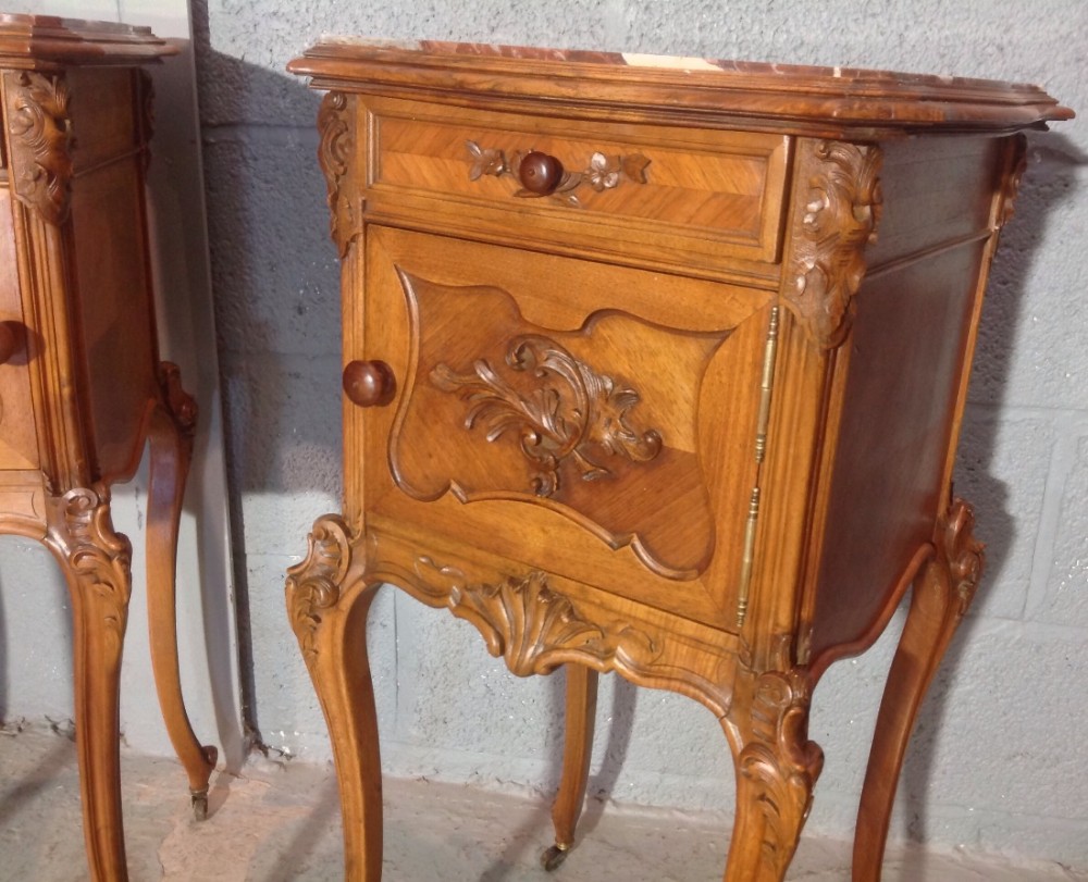 PAIR OF FRENCH WALNUT BEDSIDE CABINETS View VI