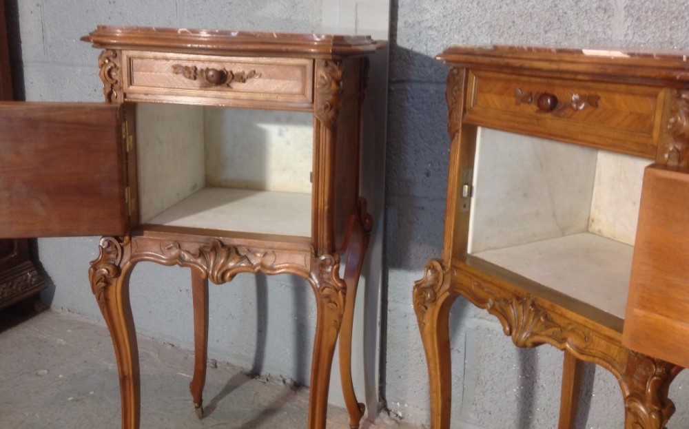 PAIR OF FRENCH WALNUT BEDSIDE CABINETS View XI