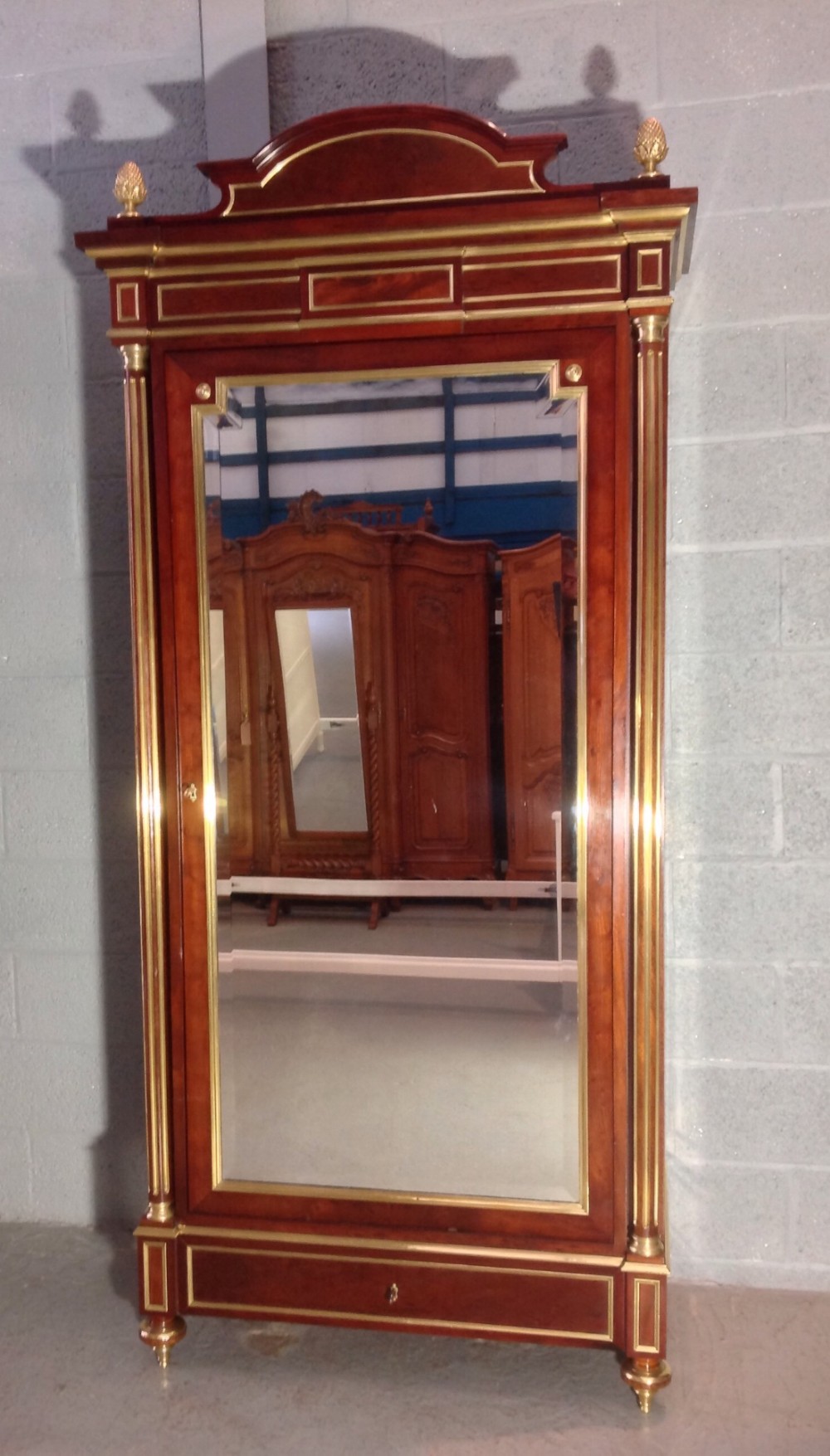 FRENCH MAHOGANY AND BRASS INLAID ARMOIRE View II
