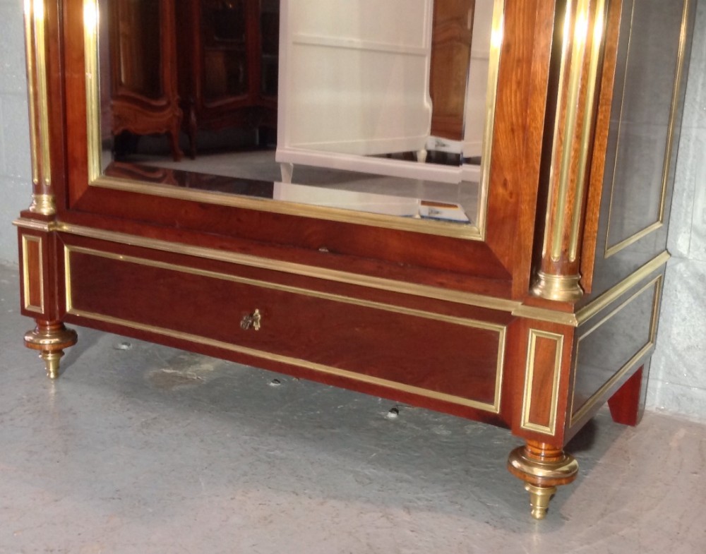 FRENCH MAHOGANY AND BRASS INLAID ARMOIRE View III