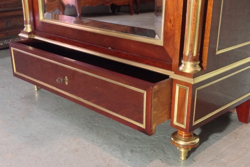 FRENCH MAHOGANY AND BRASS INLAID ARMOIRE View V
