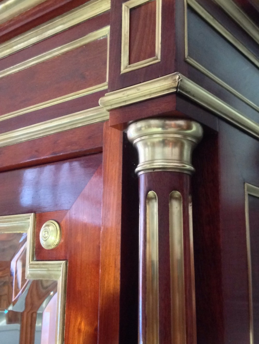 FRENCH MAHOGANY AND BRASS INLAID ARMOIRE View VII