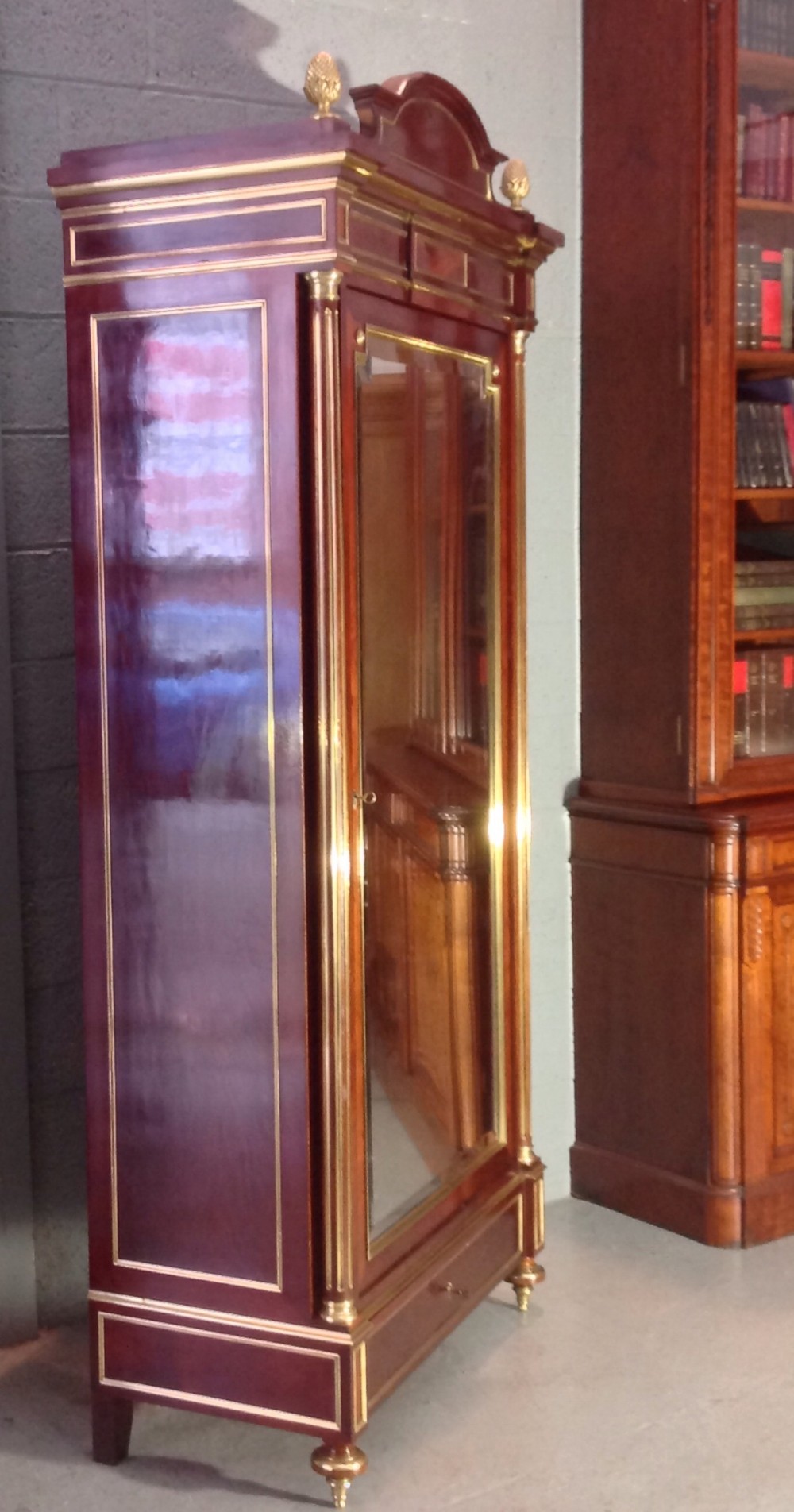 FRENCH MAHOGANY AND BRASS INLAID ARMOIRE View IX