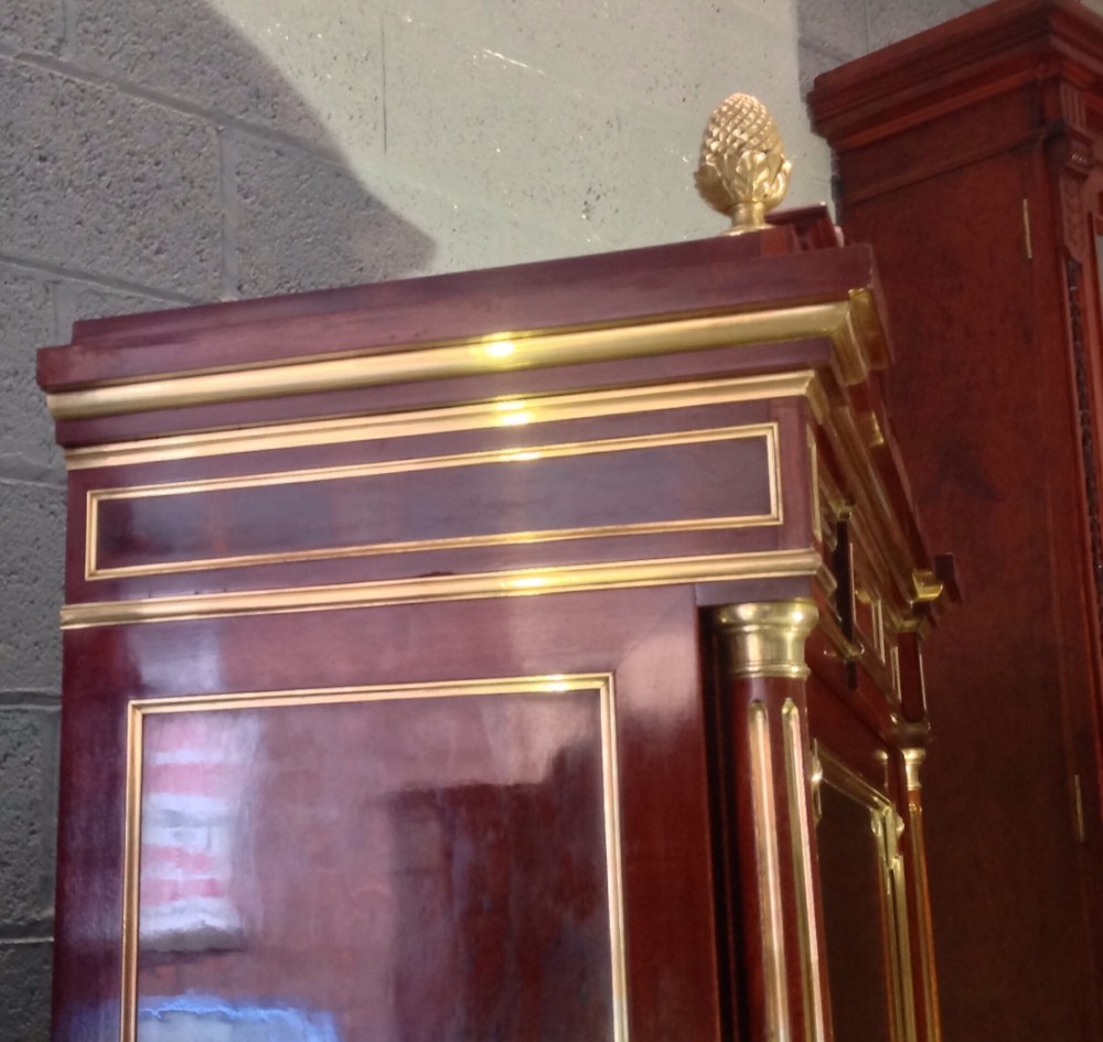 FRENCH MAHOGANY AND BRASS INLAID ARMOIRE View X