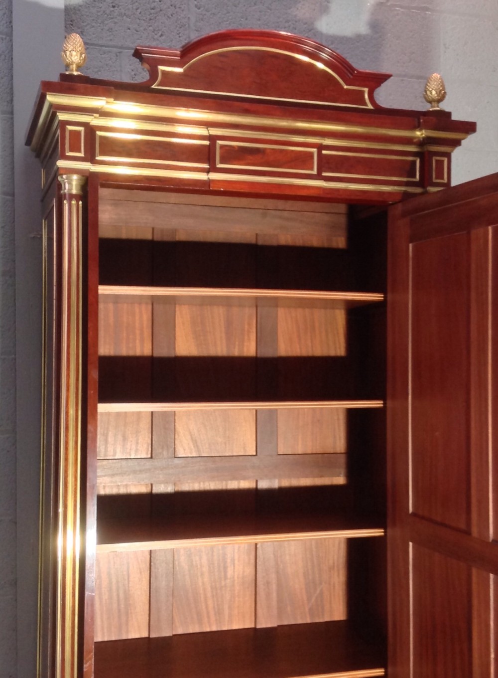 FRENCH MAHOGANY AND BRASS INLAID ARMOIRE View XIII