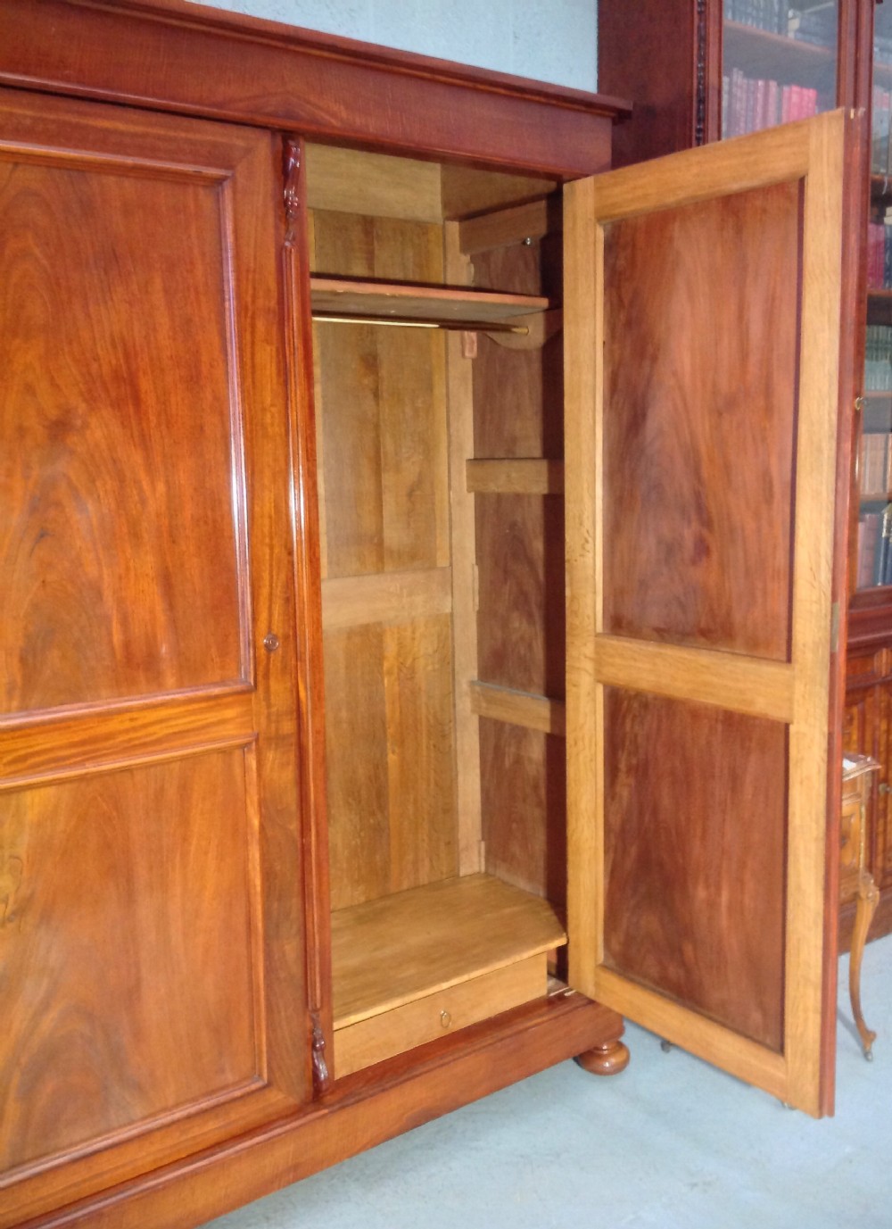LARGE FRENCH MAHOGANY ARMOIRE View X