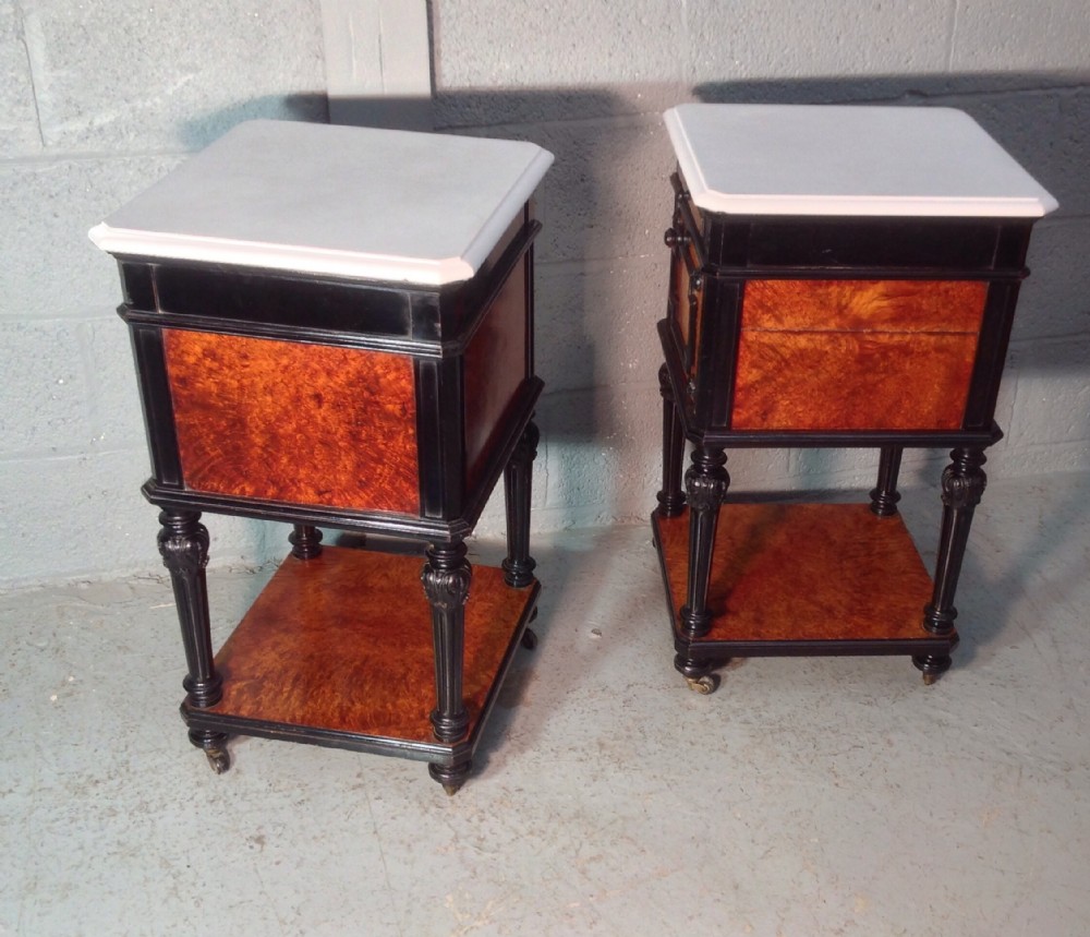 PAIR OF FRENCH AMBOYNA BEDSIDE CABINETS View VIII