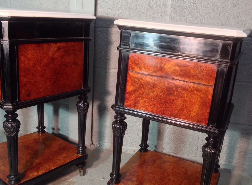 PAIR OF FRENCH AMBOYNA BEDSIDE CABINETS View IX