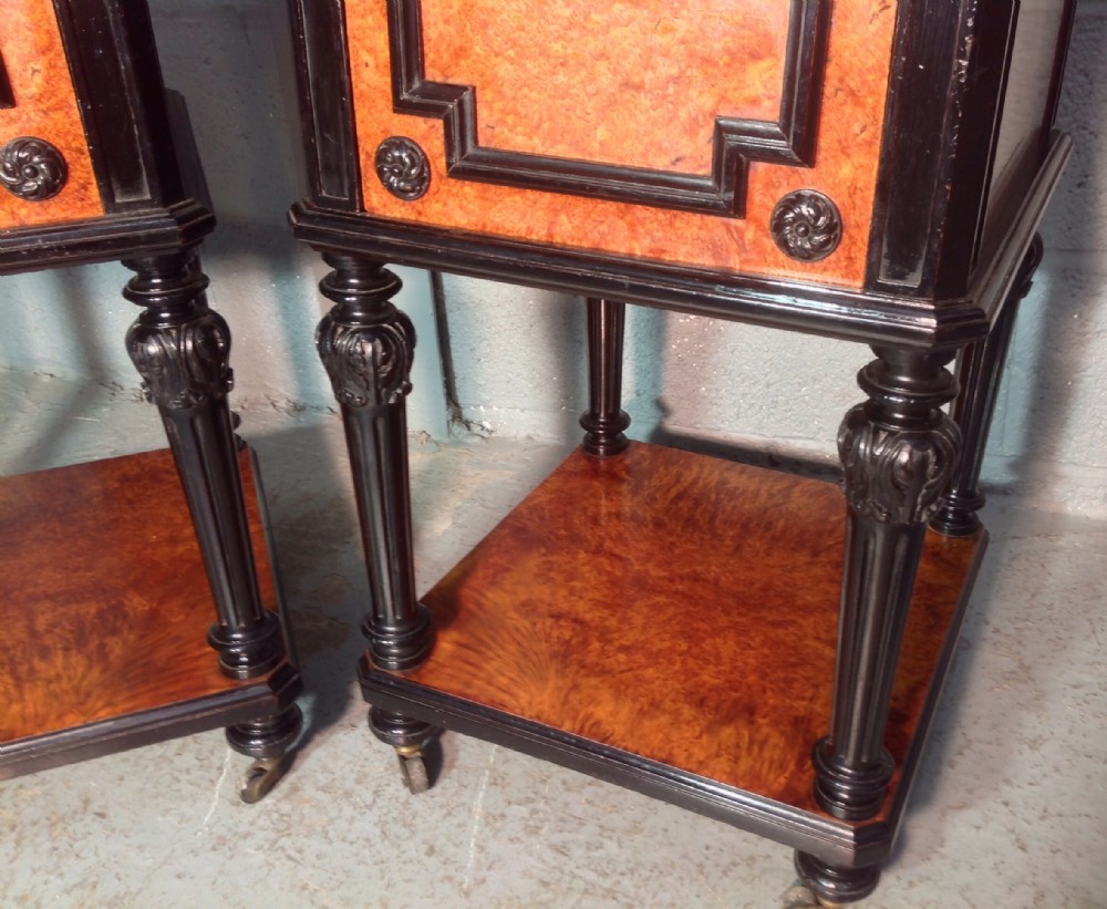 PAIR OF FRENCH AMBOYNA BEDSIDE CABINETS View XI