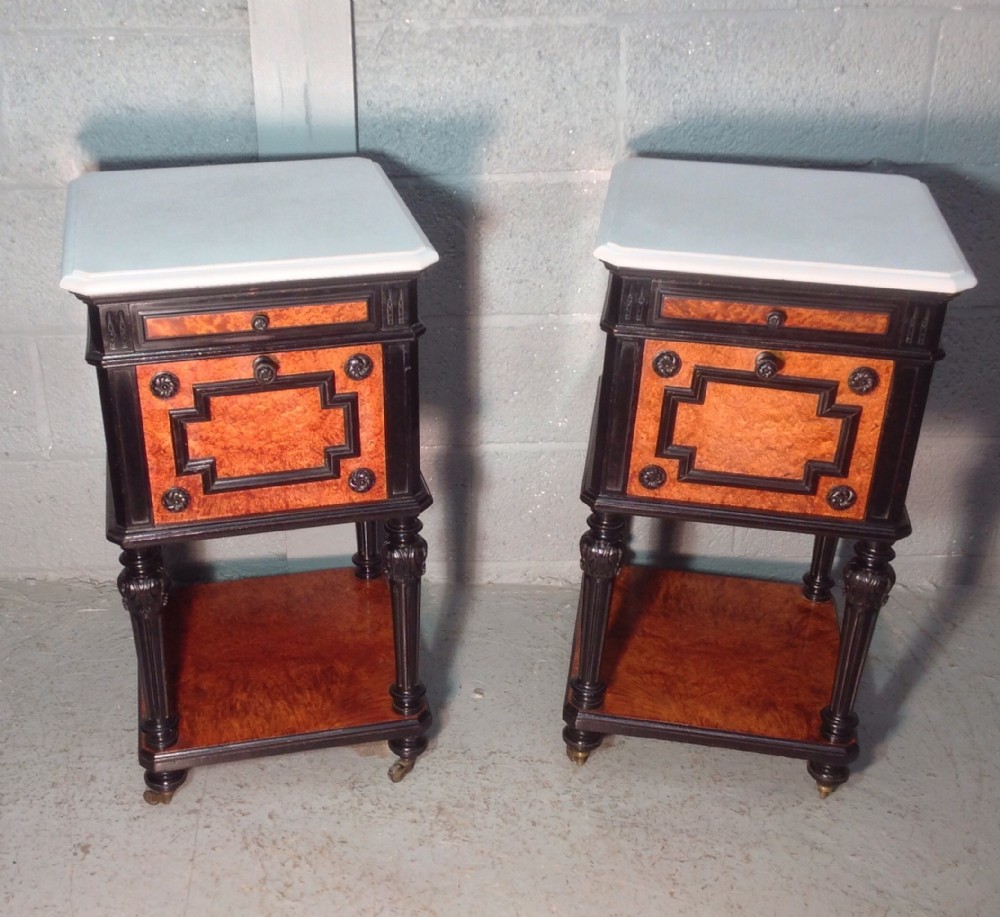 PAIR OF FRENCH AMBOYNA BEDSIDE CABINETS View XII